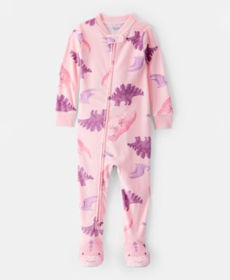 Carter's - Baby Girls Dinosaur-Print Loose-Fit 2-Way-Zip 1-Piece Footed Pajamas