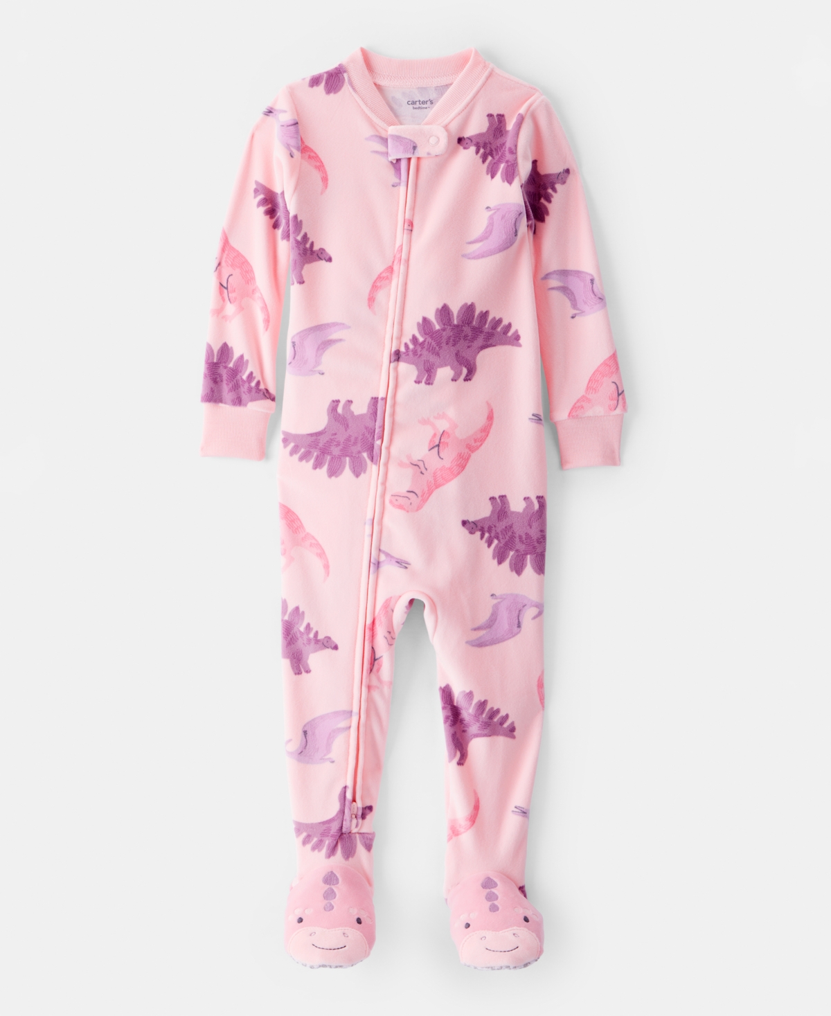 Carter's Baby Girls Dinosaur-Print Loose-Fit 2-Way-Zip 1-Piece Footed Pajamas