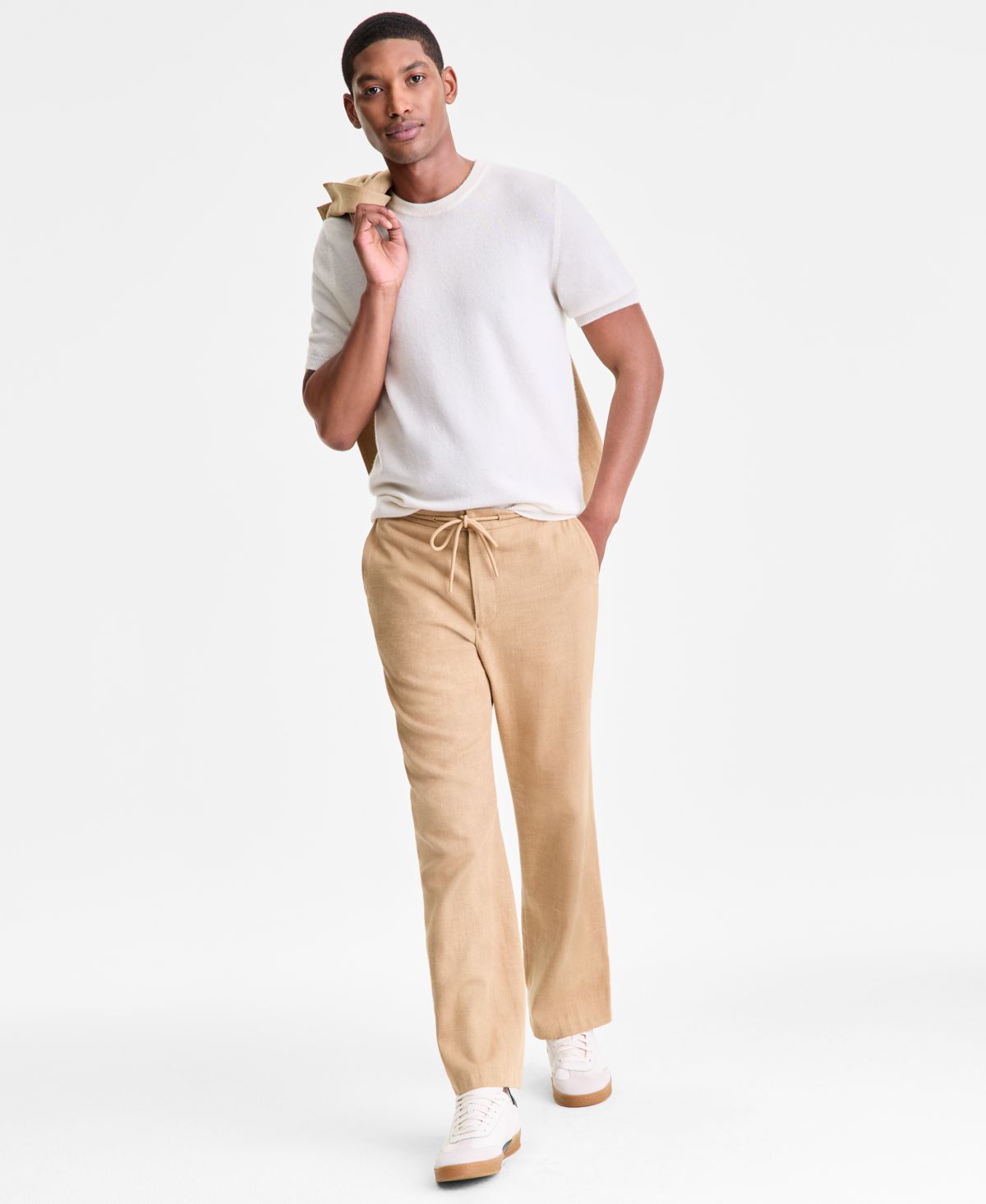 Мужская футболка-свитер из текстурированного 100% кашемира обычного покроя, эксклюзивный бренд Macy's