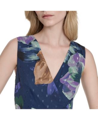 Women's Printed V-Neck Sleeveless Gown