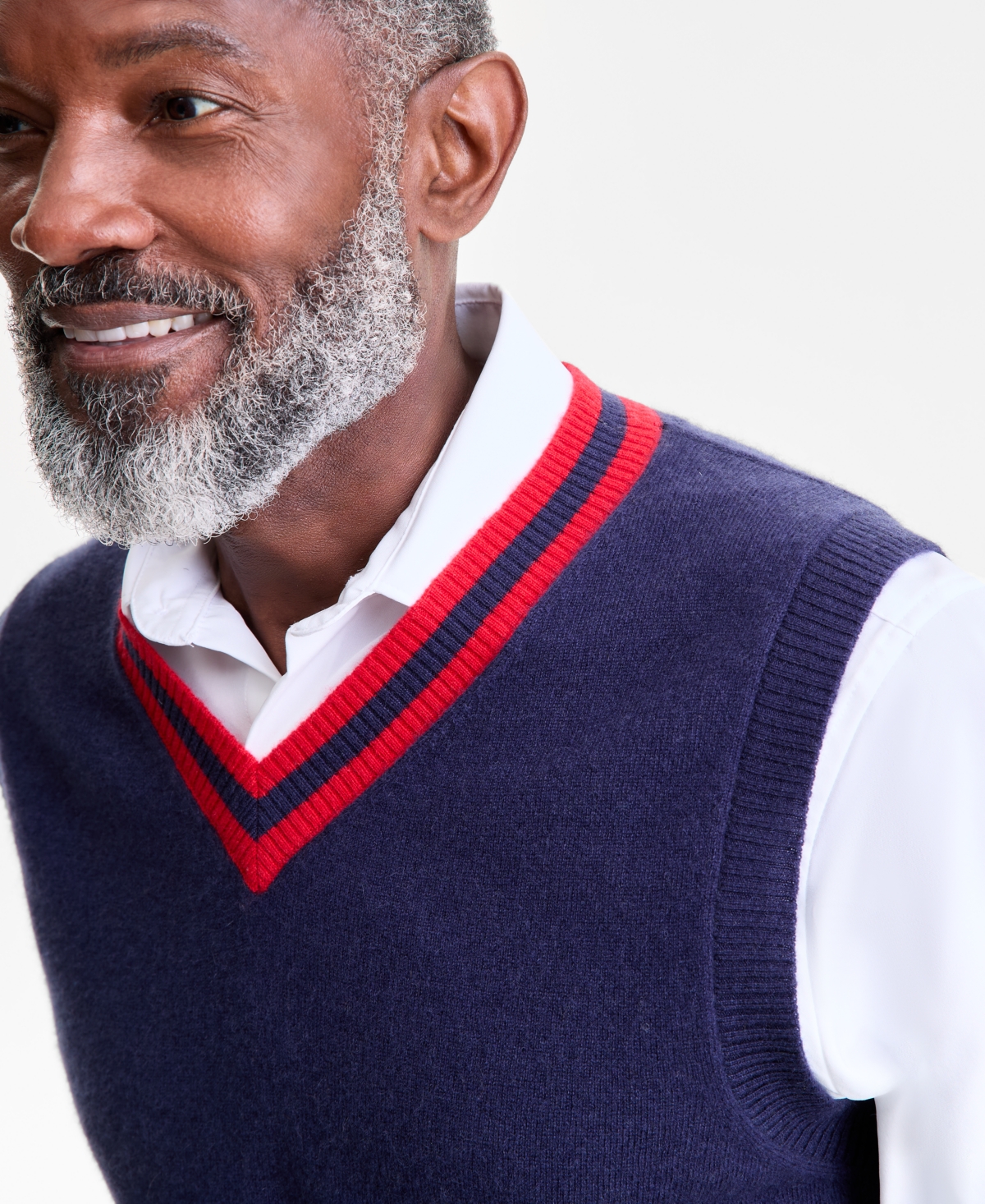Club Room Men's Regular-fit 100% Cashmere V-neck Sweater Vest, Macy's Exclusive In Blue