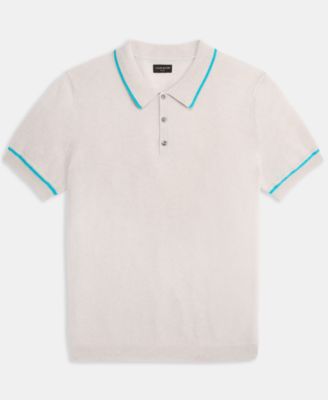 Men's Regular-Fit Tipped 100% Cashmere Sweater Polo Shirt, Macy's Exclusive