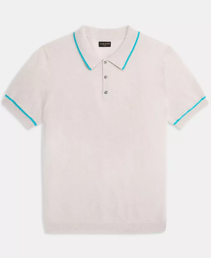 Men's Regular-Fit Tipped 100% Cashmere Sweater Polo Shirt - thumbnail 3