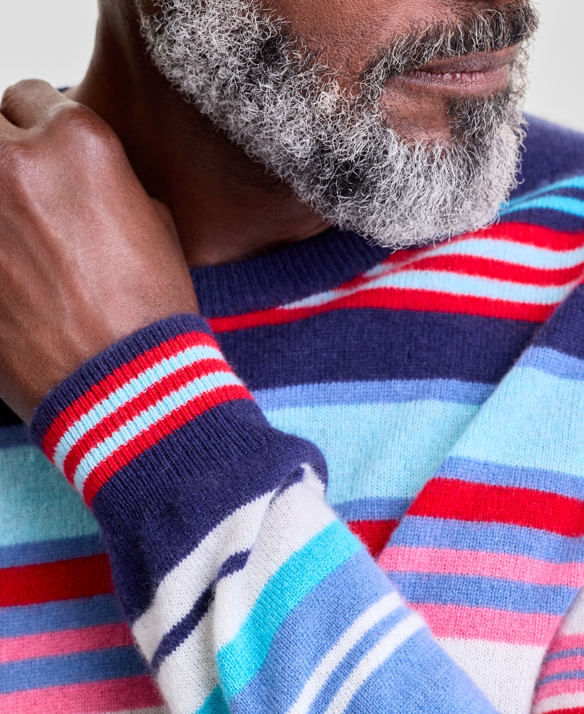 Club Room Men's 100% Cashmere Stripe Crewneck Sweater, Macy's Exclusive In Blue