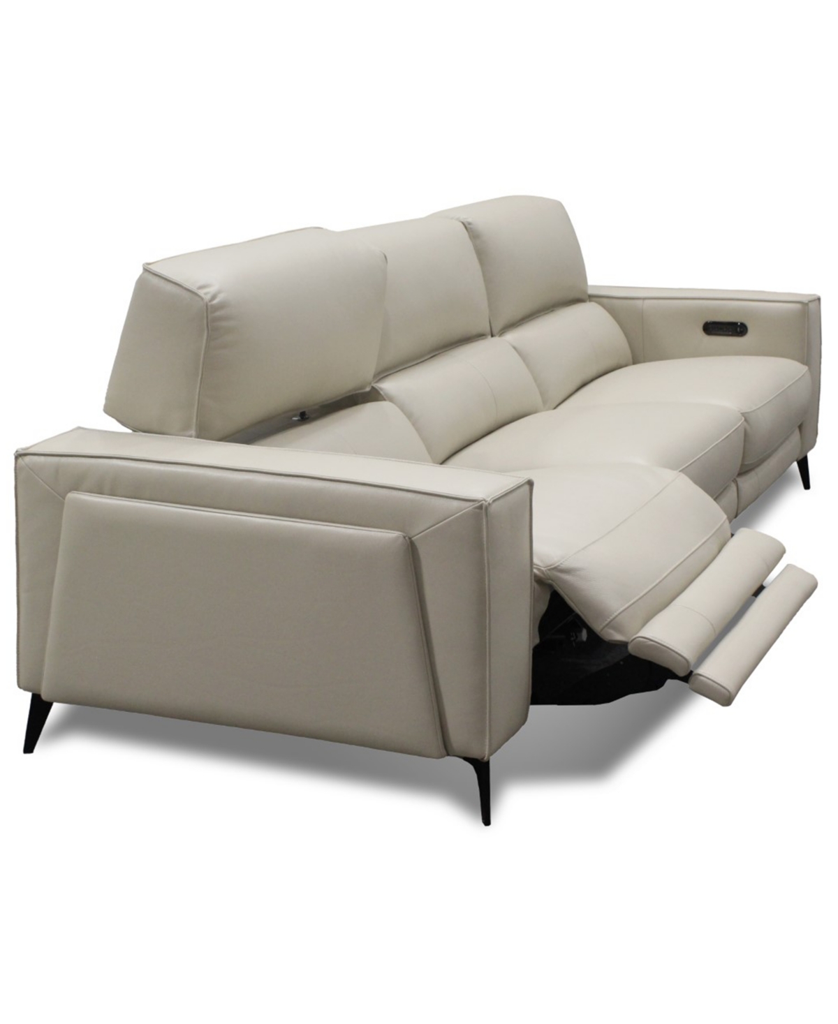 Macy's Neiwert 3-pc. Leather Sofa Sectional With 2 Power Recliners In Gray