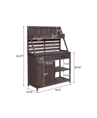 Fir Wood Potting Bench with Storage