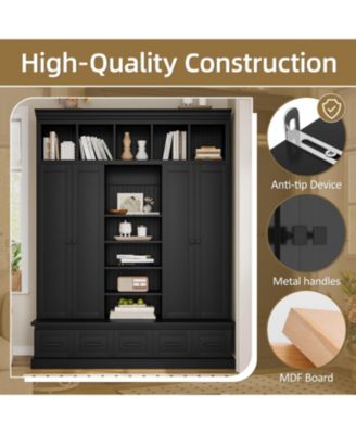 Hall Tree Bench with Cubbies Doors Drawers &amp; Shelves