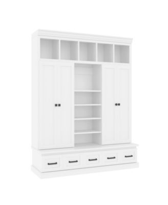 Hall Tree Bench with Cubbies Doors Drawers & Shelves