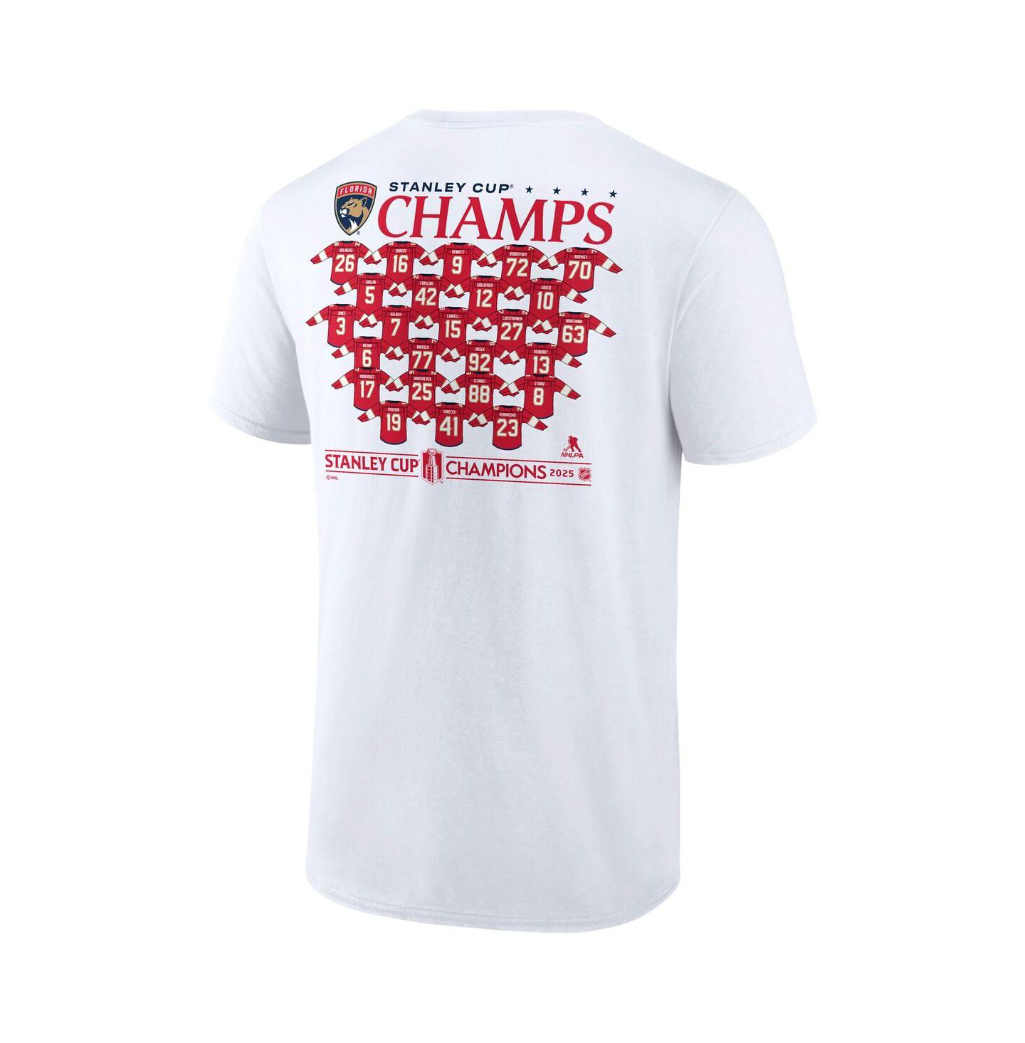 Мужская футболка Fanatics White Florida Panthers 2025 Stanley Cup Champions Jersey Roster — фото 2