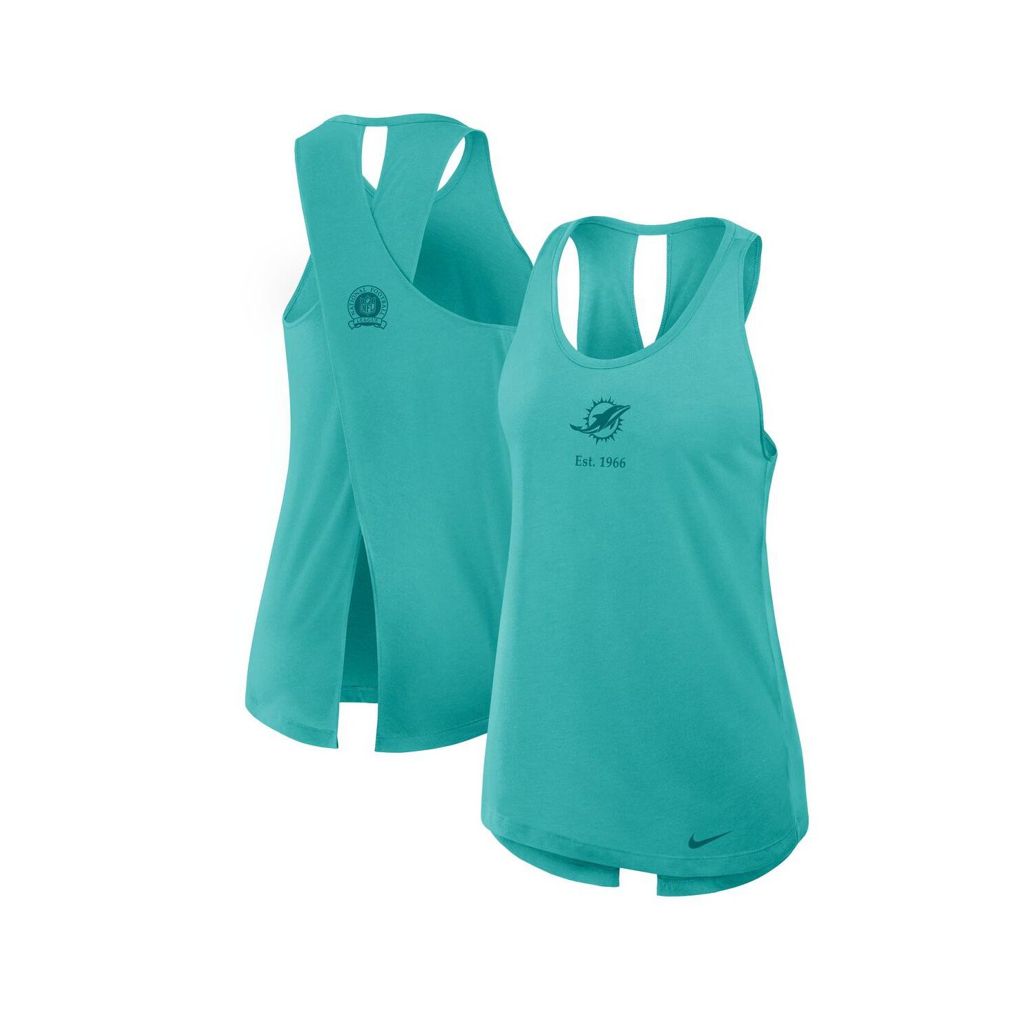 Women's Aqua Miami Dolphins Glory Crisscross Performance Tank Top