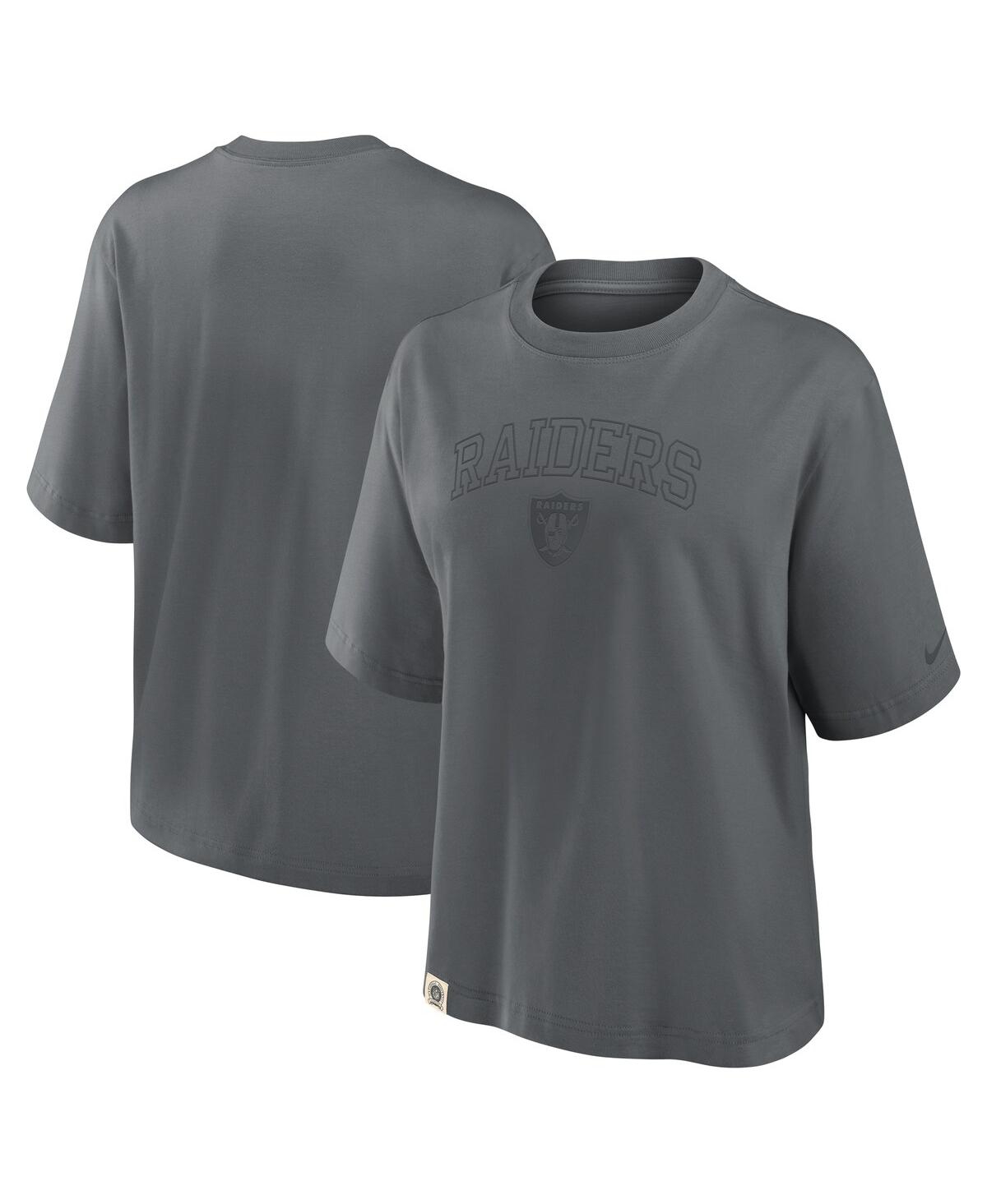 Nike Women's Charcoal Las Vegas Raiders Glory Arch Boxy T-Shirt - Charcoal