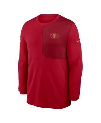 Men's Scarlet San Francisco 49ers Sideline Coach UV Performance Long Sleeve T-Shirt