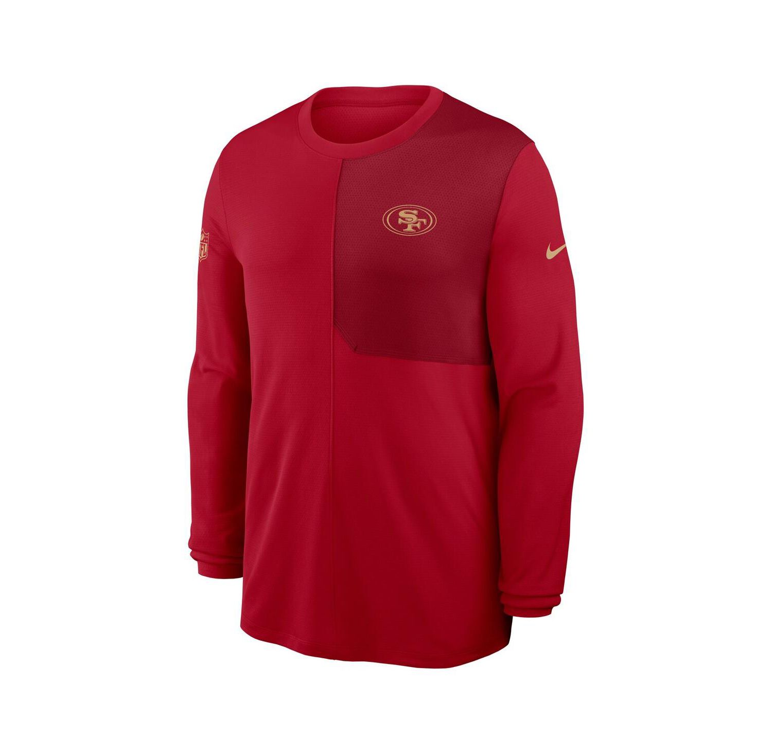 Men's Scarlet San Francisco 49ers Sideline Coach UV Performance Long Sleeve T-Shirt