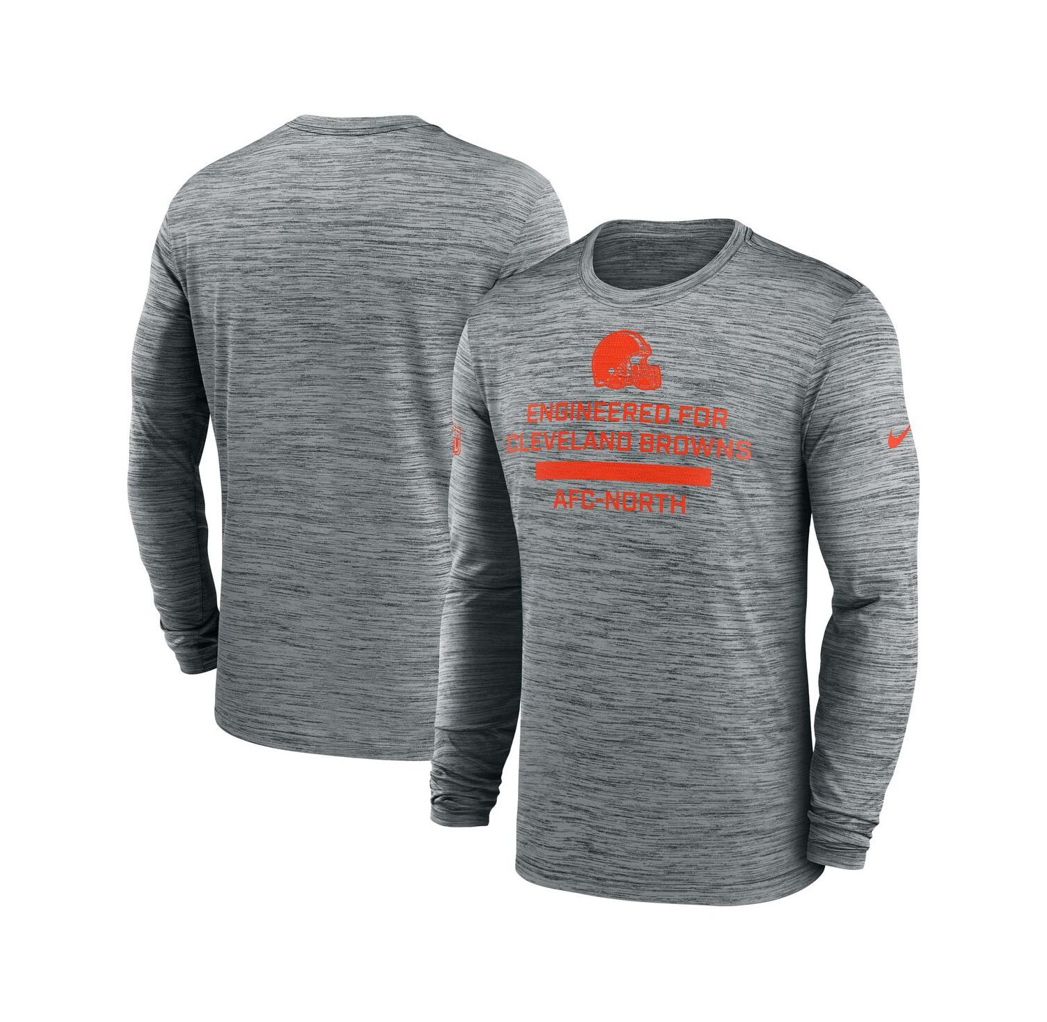 Men's Gray Cleveland Browns Sideline Velocity Performance Long Sleeve T-Shirt