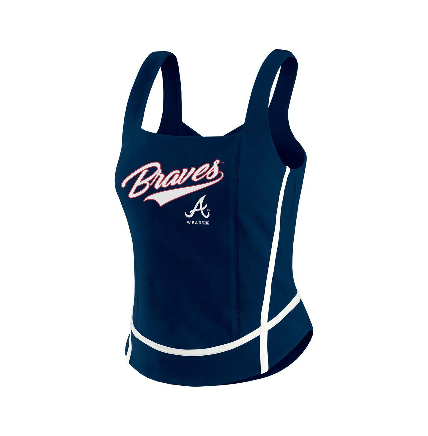 Женский топ WEAR by Erin Andrews Navy Atlanta Braves Square Neck — фото 3