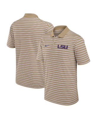 Nike - Men's Tan LSU Tigers Athletic Prep Striped Performance Polo Shirt