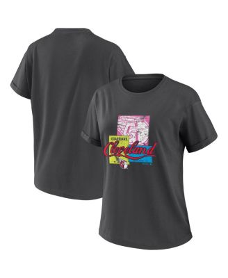 WEAR by Erin Andrews - Women's Charcoal Cleveland Guardians Domestic Box Color Boyfriend T-Shirt