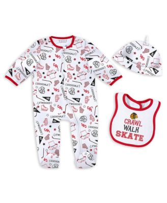 WEAR by Erin Andrews - Baby Boys and Girls Chicago Blackhawks Sleep and Play Sleeper with Bib Set