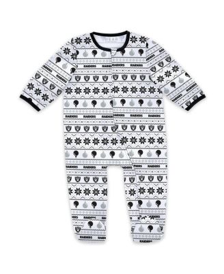 Baby Boys and Girls Las Vegas Raiders Allover Print Full-Zip Sleeper with Bib Set