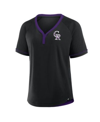 Women's Black Colorado Rockies League Diva Star Raglan V-Neck T-Shirt