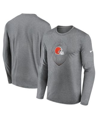 Nike - Men's Heather Gray Cleveland Browns Icon Legend Performance Long Sleeve T-Shirt