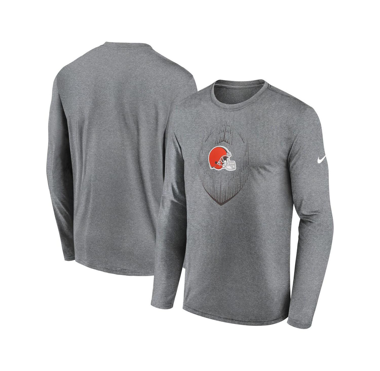 Men's Heather Gray Cleveland Browns Icon Legend Performance Long Sleeve T-Shirt