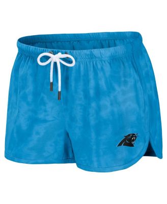 Women's 2-Piece Blue Carolina Panthers Tie-Dye Cropped Pullover Sweatshirt and Shorts Lounge Set