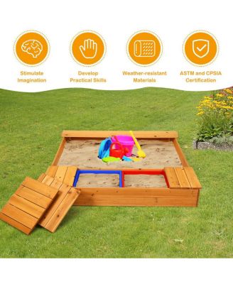 Kids Sandbox, 49”x47” Cedar Wooden Sand Pit
