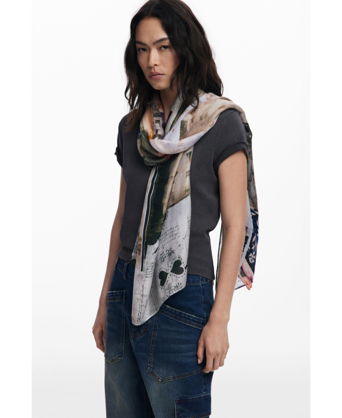 Desigual Women's Rectangular collage scarf
