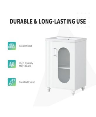 20" MDF & Ceramic Adjustable Shelf Bathroom Vanity with TP Holder & Sink