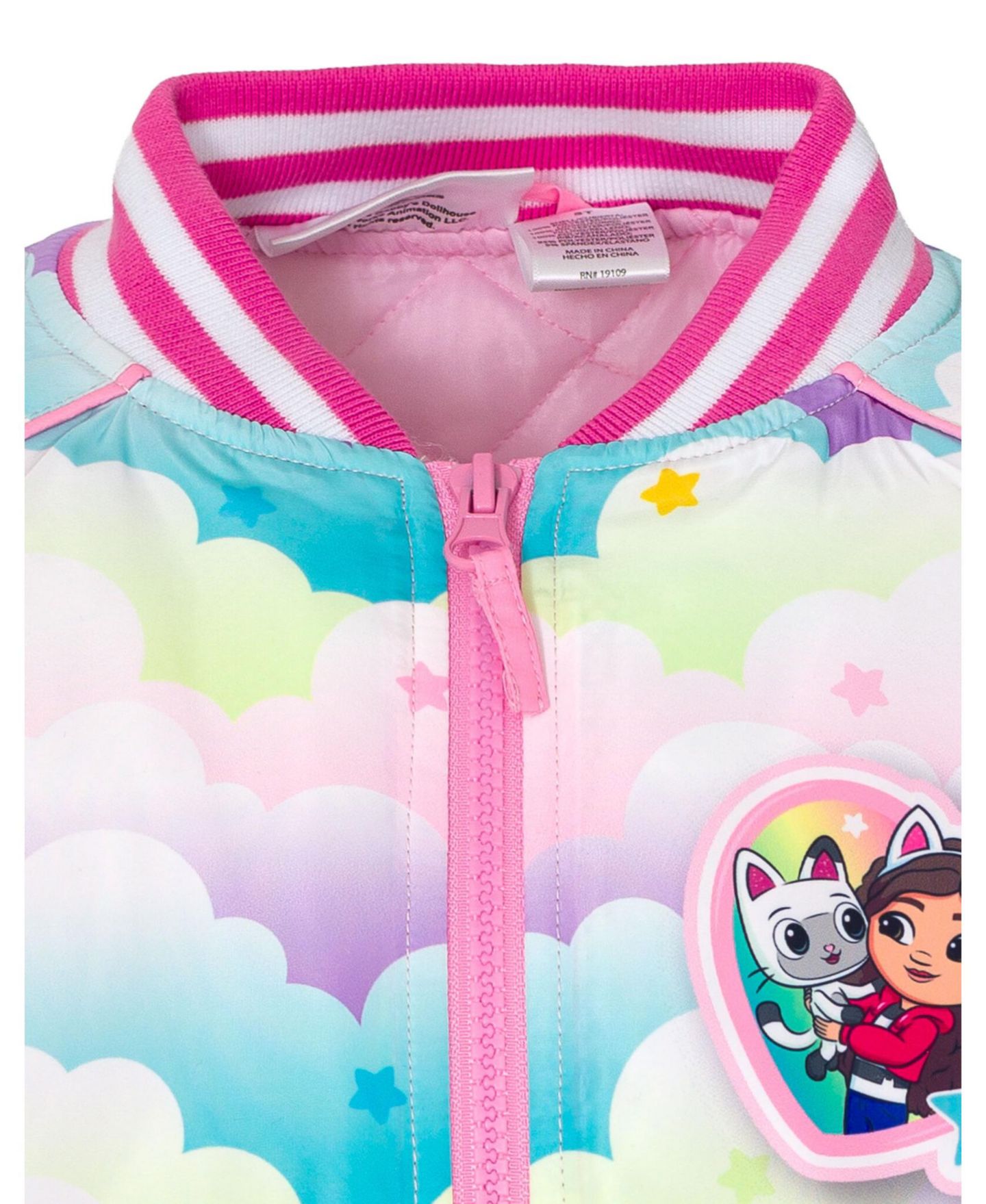 Детская куртка Gabby's Dollhouse Dreamworks Girls Varsity Zip Up Bomber Jacket Toddler to, цвет: Розовый — фото 5
