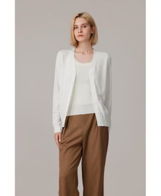 Women's 100% Merino Wool Light Weight Cardigan | Ultra Soft Fine Gauge Sweaters Machine Washable