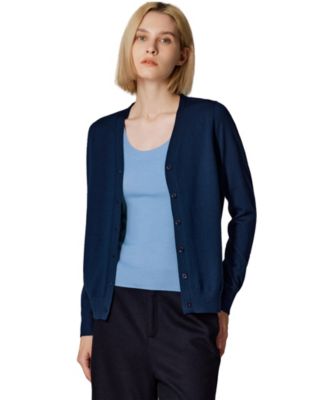Women's Merino Wool Light Weight Cardigan Ultra Soft Fine Gauge V Neck Sweaters
