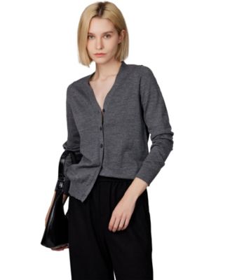 Women's Merino Wool Light Weight Cardigan Ultra Soft Fine Gauge V Neck Sweaters