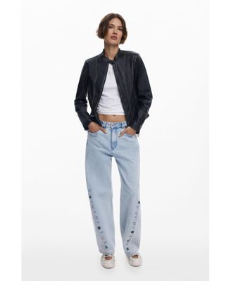 Women's Jacket with worn leather effect