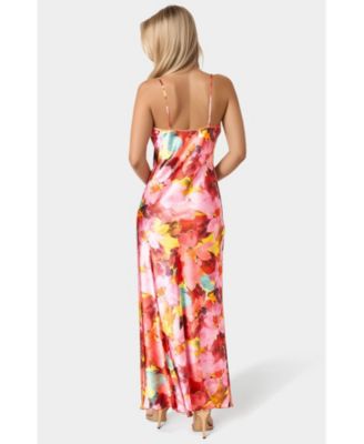 Women's Print Satin Maxi Dress