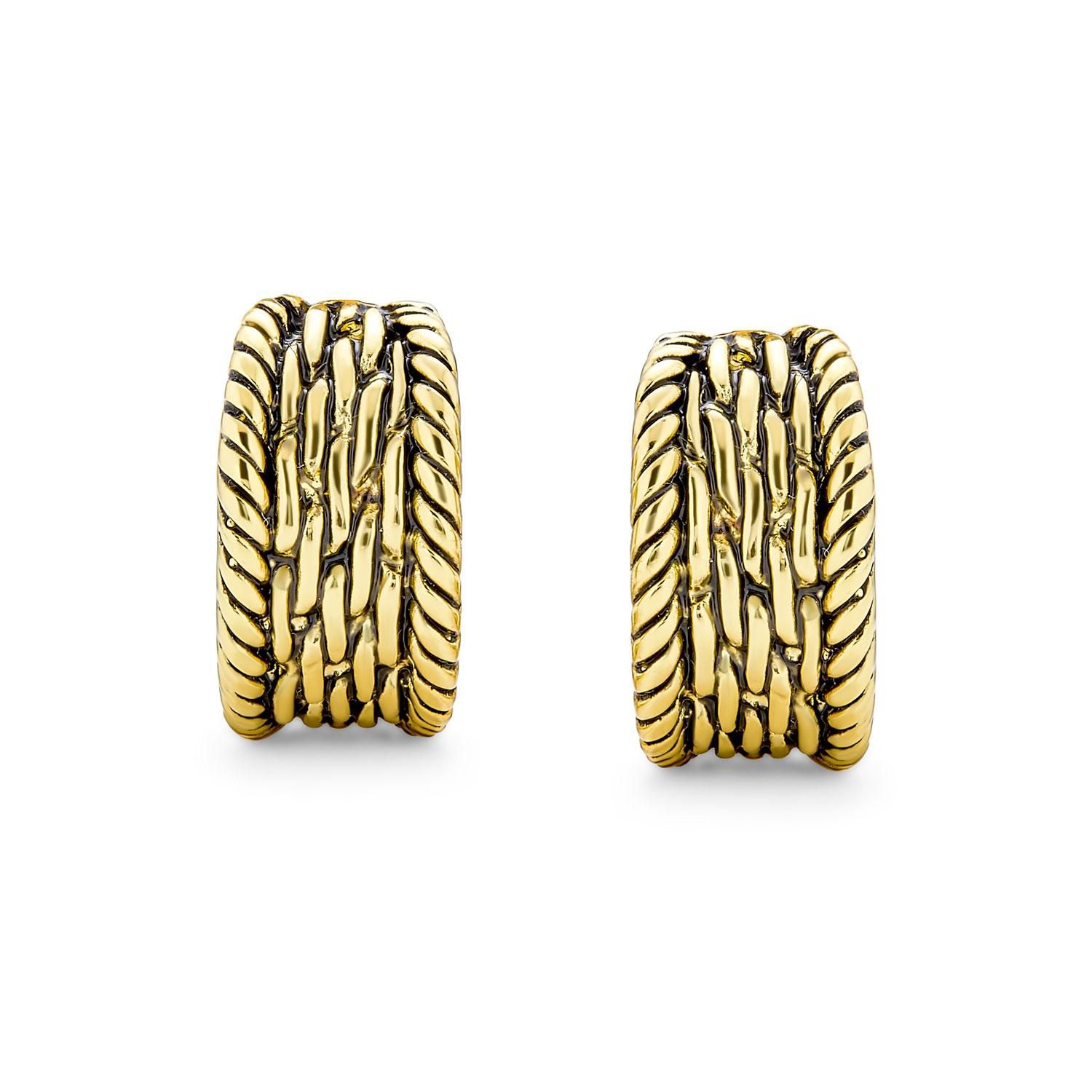 Twisted Rope Cable Chain Clip On Earrings Oxidized Silver Gold Plated 2-Set