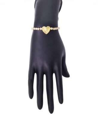 Cubic Zirconia Diamond Cut Heart Bolo Bracelet
