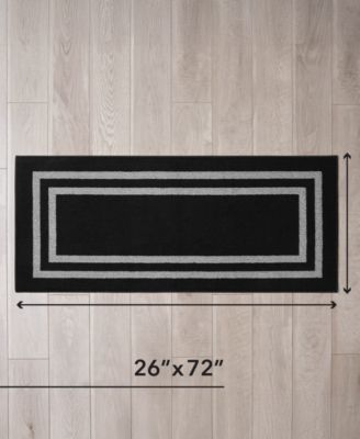 Jean Pierre Double Line Border Tufted - Machine Washable Runner Rug, 26" x 72"