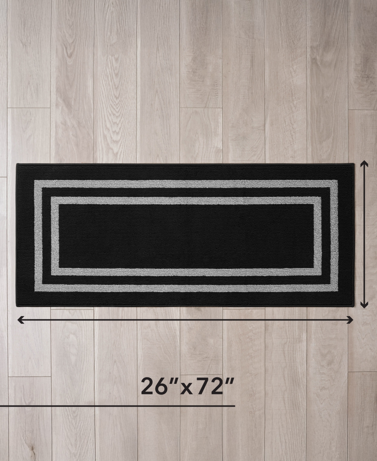 Jean Pierre Double Line Border Tufted - Machine Washable Runner Rug
