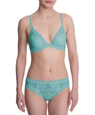 Women's Feathers Lace Contour Underwire Plunge Bra 730023