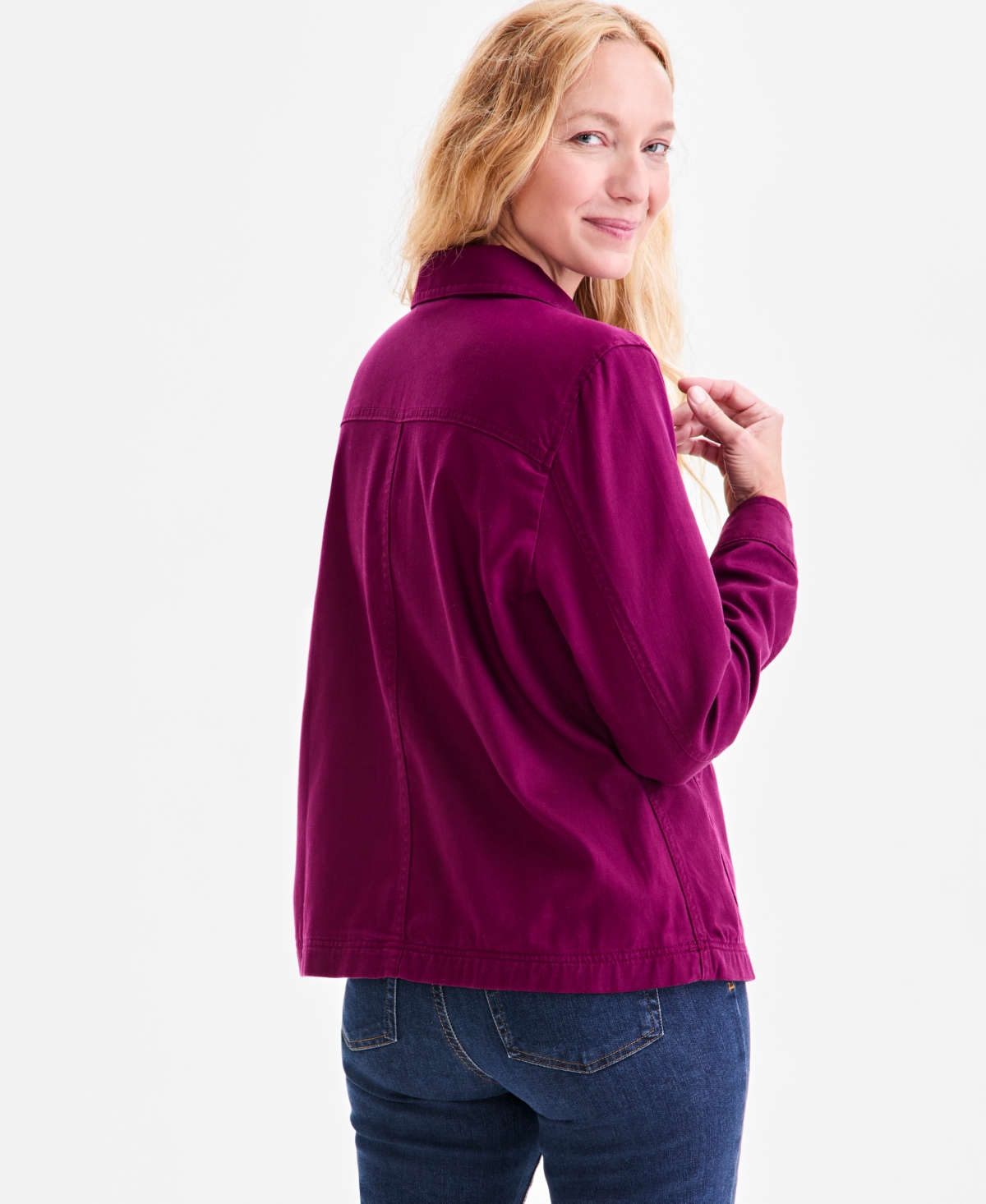 Style & Co Women's Button-Front Long-Sleeve Cargo Jacket, Macy's Exclusive