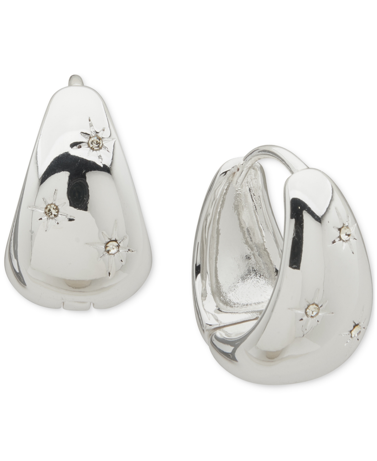 Lonna & Lilly Pave Puffy Hoop Earrings In White