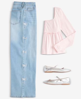 Juniors' Ultra 90s High-Rise Bow-Trim Jeans 