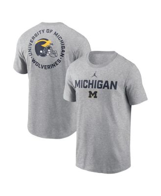 Jordan - Men's Heather Gray Michigan Wolverines Campus 2-Hit T-Shirt
