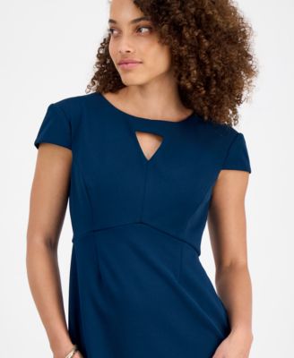 Petite Keyhole-Neck Short-Sleeve Dress