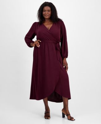 Connected - Plus Size Tie-Front Wrap Maxi Dress