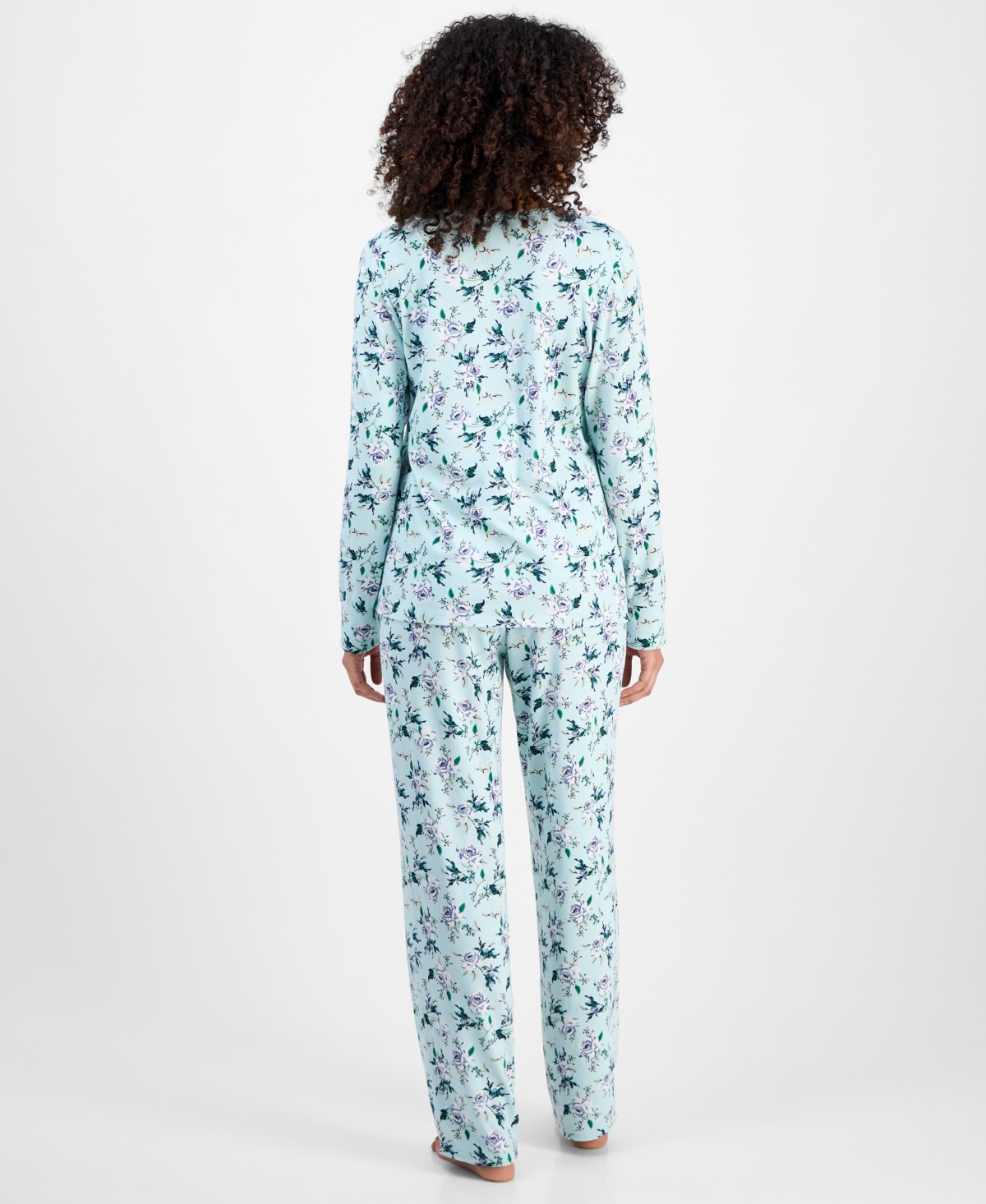Charter Club Women's 2-pc. Printed Long-sleeve Packaged Pajamas Set, Created For Macy's In Blue