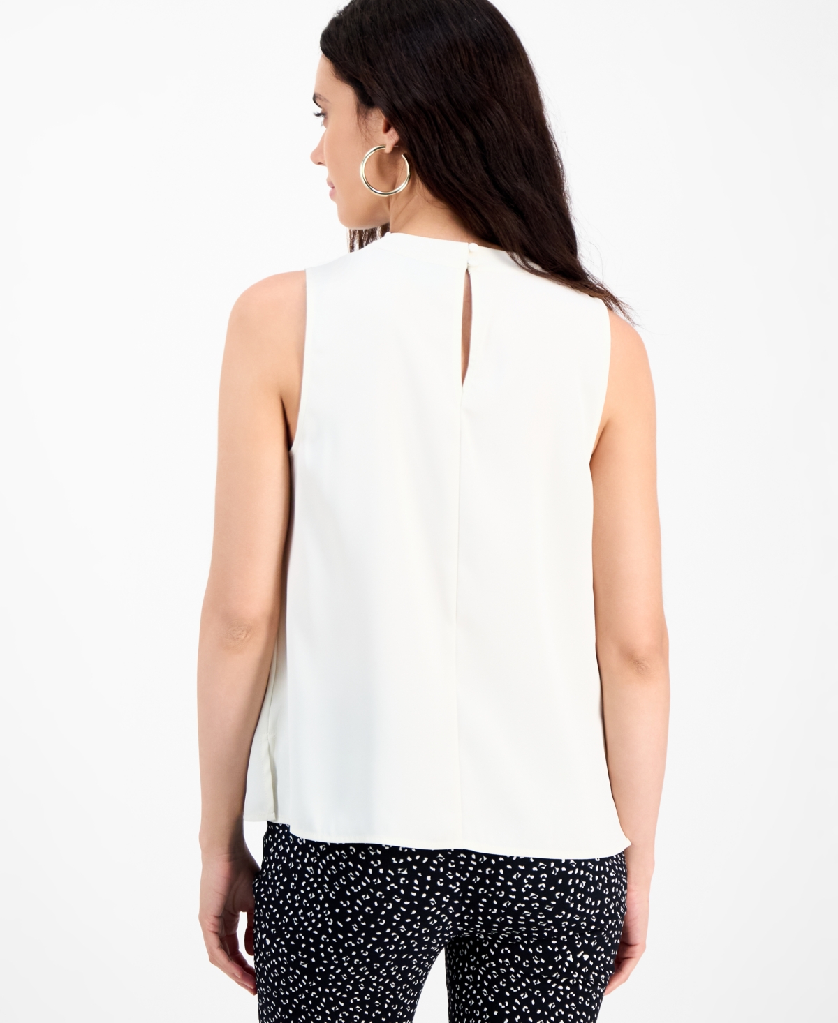 Inc International Concepts Petite Draped-neck Sleeveless Top, Macy's Exclusive In Brown