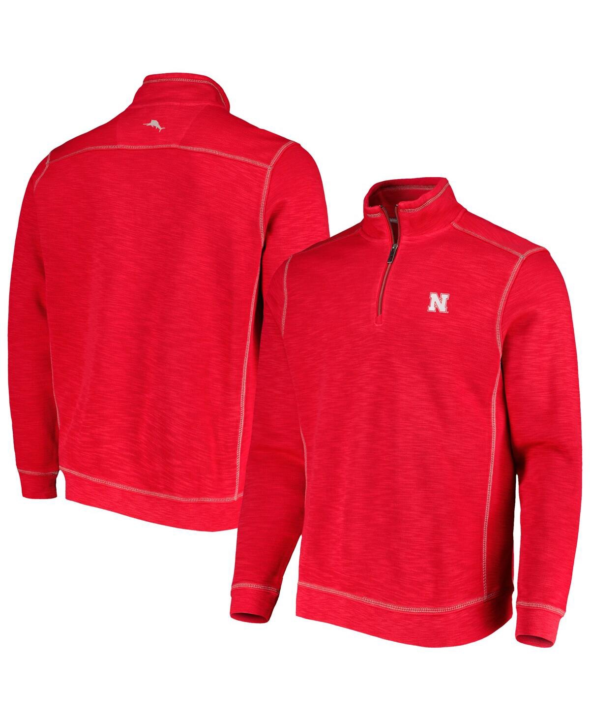 Tommy Bahama Men's Scarlet Nebraska Huskers Sport Tobago Bay Tri-blend Mock Neck Half-zip Jacket